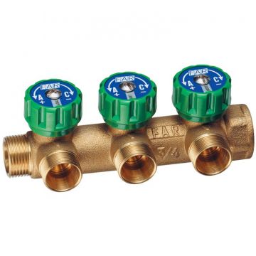 Регулирующий коллектор Far (Фар) 3/4 HP-BP с 3 отводами М24х19, латун. (Арт.:FK 3835 34) FK 3835 C34