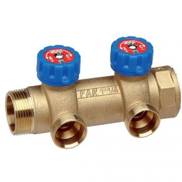 Регулирующий коллектор Far (Фар) 1 1/4″ (НР - ВР) c 2-мя отводами М33х1,5 FK 3827 C11402