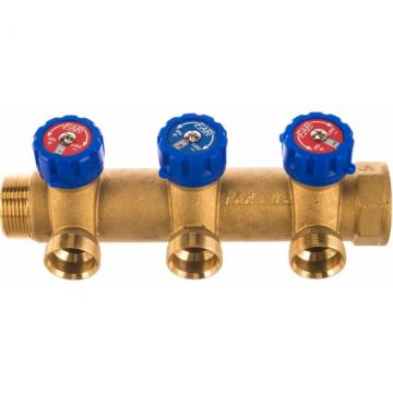 Регулирующий коллектор Far (Фар) 1 1/4″ (НР - ВР) c 3-мя отводами М33х1,5 (межосевое 70 мм) FK 3827 C11403