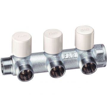 Балансировочный коллектор Far (Фар) 1″ (НР-ВР) с 2 отводами М24х19, хром. FK 3878 C102