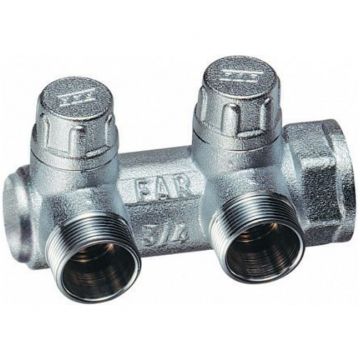 Запорный коллектор Far 3/4 (ВР-НР) с 2 отводами 1/2 НР(EU) , (аналог FK 3879 341202) FK 3860 3412