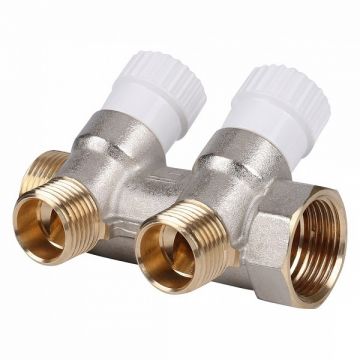 Коллектор распределительный Stout (Стаут) 1 на 2 отвода 1/2 дюйма плоское уплотнение (SMB 6852 011202)