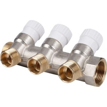 Коллектор распределительный Stout (Стаут) 3/4 на 3 отвода 1/2 дюйма плоское уплотнение (SMB 6852 341203)