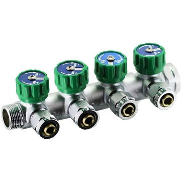 Коллектор 4 вых. 3/4 х 16 с еврок. (бар. зел.) Vieir (Виеир) (VER404)