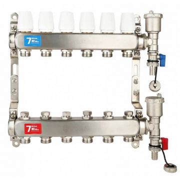 Коллекторная группа без кранов нержавеющая без расход. 1 x 3/4 6-вых. Vieir (Виеир) (VR115-06A)