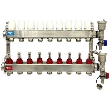 Коллекторная группа без кранов нержавеющая с расход. 1 x 3/4 9-вых. Vieir (Виеир) (VR113-09A)