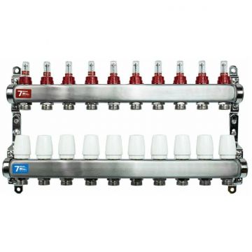 Коллекторная группа без кранов нержавеющая с расход. 1 x 3/4 10-вых. Vieir (Виеир) (VR113-10A)