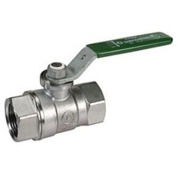 Кран шаровой, Giacomini (Джакомини), со стандартным проходом, 2, с зеленой рычажной рукояткой, хромированный,для питьевой воды R250WX028