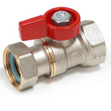 Кран шаровой, Giacomini (Джакомини) , 1/2″F x 1/2″гайка - красн. рук., с вн. резьбой для котлов и счетчиков R251PX012