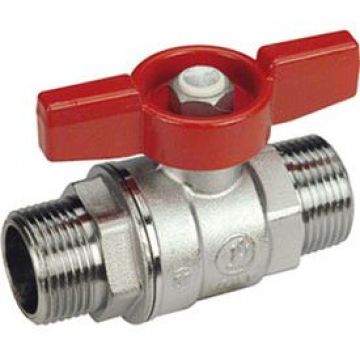 Кран шаровой, Giacomini (Джакомини) , R253D, стандартный проход, 1 1/4″, НН, ручка-бабочка красная, латунь, хромированный R253X006