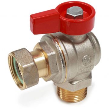 Кран шаровой, Giacomini (Джакомини) , 1/2″M x 1/2″гайка, угловой c нар. резьбой для котлов и счетчиков R780PX013