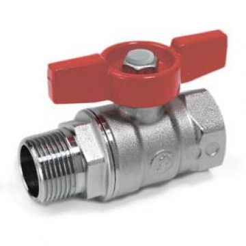 Кран шаровой, Giacomini (Джакомини) , R254D, стандартный проход, 1/4″, ВН, ручка-бабочка красная, латунь, хромированный R254X001
