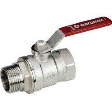 Кран шаровой, Giacomini (Джакомини) , R254DL, стандартный проход, 1 1/2″, ВН, ручка-рычаг красный, латунь, хромированный R254LX007