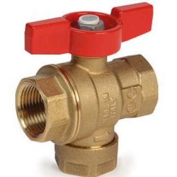 Кран шаровой, Giacomini (Джакомини) , R701, полнопроходной, 3/4″, ручка-бабочка красная, латунь, нехромированный, со встроенным фильтром R701FY024