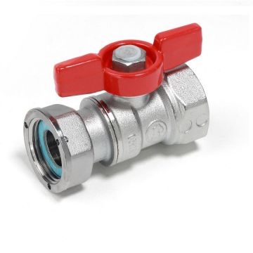 Кран шаровой, Giacomini (Джакомини) , 1/2″x3/4″с внутренней резьбой, с отводом с накидной гайкой для счетчиков, латунь R251PY003