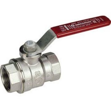 Кран шаровой, Giacomini (Джакомини) , R850, полнопроходной, 1/2″, ВВ, ручка-рычаг красный, латунь, хромированный R850X023