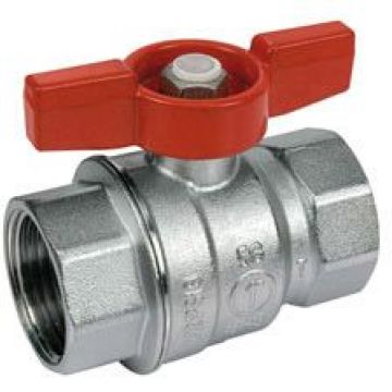 Кран шаровой, Giacomini (Джакомини) , R851, полнопроходной, 1″, ВВ, ручка-бабочка красная, латунь, хромированный R851X025
