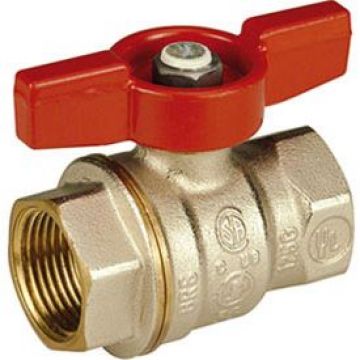 Кран шаровой, Giacomini (Джакомини) , R911, полнопроходной, DADO, 3/4″, ВВ, ручка-бабочка красная, латунь, никелированный R911X024