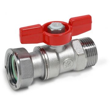 Кран шаровой, Giacomini (Джакомини) , 3/4″x3/4″ В-Н с отводом с накидной гайкой для счетчиков, нехромированный с рукояткой бабочка R254PY004