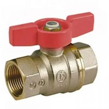 Кран шаровой, Giacomini (Джакомини) , полнопроходной DADO 1″ B-В тяжелая модель, никелированный, ручка - бабочка красная R951X025