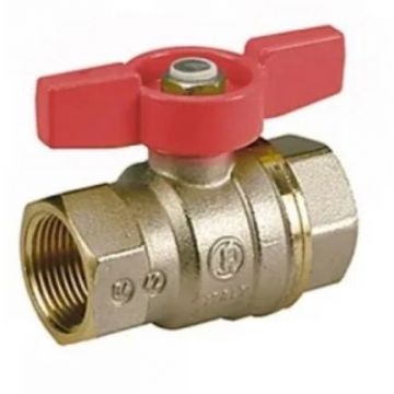 Кран шаровой, Giacomini (Джакомини) , полнопроходной DADO 1/2″ B-В, тяжелая модель, никелированный, ручка - бабочка красная R951X023