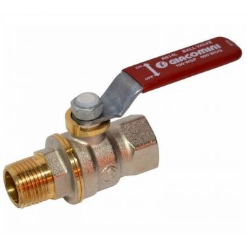 Кран шаровой, Giacomini (Джакомини) , полнопроходной DADO 1/2″ В-Н компактная модель, с красной дроссельной рукояткой, никелированный R914LX023