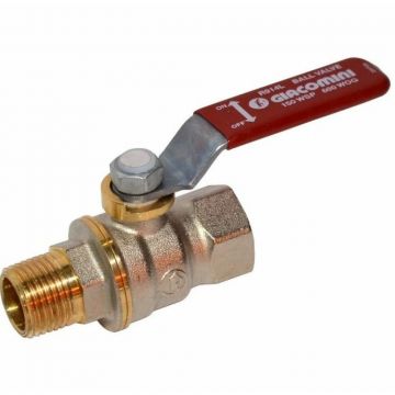 Кран шаровой, Giacomini (Джакомини) , полнопроходной DADO 2″ В-Н компактная модель, красный рычаг, никелированный R914LX028