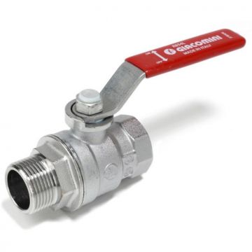 Кран шаровой, Giacomini (Джакомини) , полнопроходной, резьба внутренняя/наружная 1/2″, хромированный, ручка - рычаг красный R854LX023