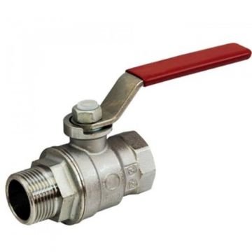 Кран шаровой, Giacomini (Джакомини) , полнопроходной, резьба внутренняя/наружная 3/4″, хромированный, ручка - рычаг красный R854LX024