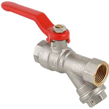 Кран шаровой Valtec (Вальтек) со встроенным фильтром стальная рукоятка 1/2″ вн.-вн. (VT.292.N.04)