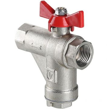 Кран шаровой Valtec (Вальтек) со встроенным прямым фильтром рукоятка бабочка 3/4″ вн.-вн. (VT.294.N.05)