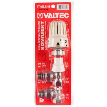 Комплект терморег-го оборуд-я Valtec (Вальтек) для радиатора угловой 1/2″ термост-ая головка термостат-й клапан запорный (VT.045.N.04)