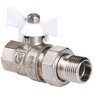 Кран шаровой Valtec (Вальтек) Base с полусгоном 1/2″ вн.-нар. белая рукоятка (VT.227.NW.04)