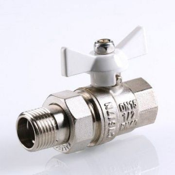 Кран шаровой Valtec (Вальтек) Base с полусгоном 1/2″ вн.-нар. белая рукоятка (VT.227.NW.04)