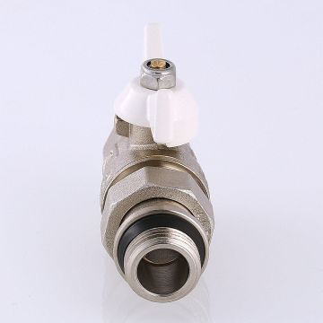 Кран шаровой Valtec Base с полусгоном 3/4 вн.-нар. с доп. упл. белая рукоятка (VT.227.NRW.05)