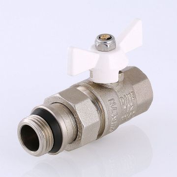 Кран шаровой Valtec Base с полусгоном 3/4 вн.-нар. с доп. упл. белая рукоятка (VT.227.NRW.05)