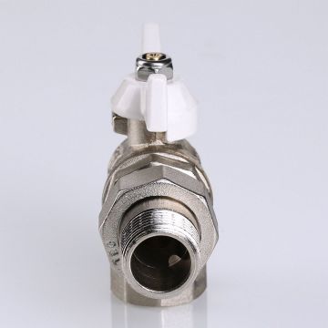 Кран шаровой Valtec Base угловой с полусгоном 1/2 вн.-нар. белая рукоятка (VT.228.NW.04)
