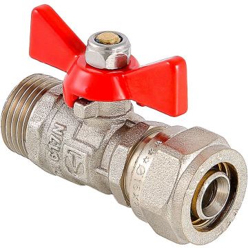 Кран шаровой Valtec (Вальтек) под обжим рукоятка бабочка 16х1/2 нар. (VT.341.N.1604)