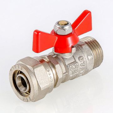 Кран шаровой Valtec (Вальтек) под обжим рукоятка бабочка 16х1/2 нар. (VT.341.N.1604)