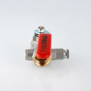 Кран шаровой Valtec (Вальтек) Base с дренажом и воздухоотводчиком 1/2″ вн.-вн. (VT.245.N.04)