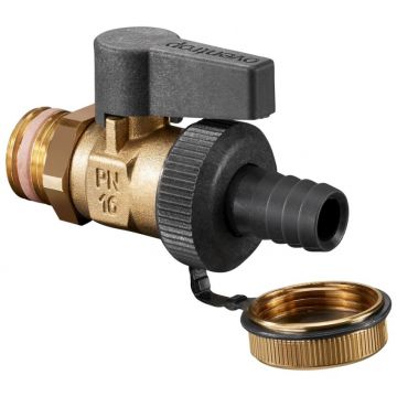 Кран шаровый Oventrop (Овентроп) Optiflex KFE НР DN 15, 1/2 дюйма (1033314) со штуцером для шланга и колпачком