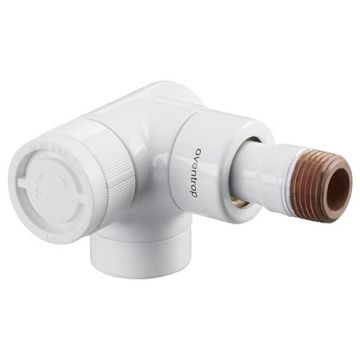 Вентиль на обратную подводку Oventrop (Овентроп) Серия E угловой трехсторонний, левое присоединение Kvs 1 ,DN 15 1/2 x 1/2 дюйма PN 10 белый (1163462)
