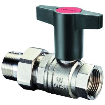 Кран шаровый Oventrop Optibal полнопроходной с американкой, маховик пластмассовый DN 32, 1 1/4 дюйма ВР-ВР (1075710) Кран шаровый Oventrop Optibal полнопроходной с американкой, маховик пластмассовый DN 32, 1 1/4 дюйма ВР-ВР (1075710)