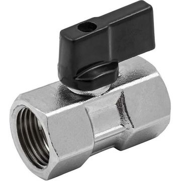 Кран шаровой, Elsen (Элсен) , Mini, полнопроходной, прямой, 3/8″, 3/8″, ВВ, PN, бар-40, T°C -от -20 до +150, ручка-бабочка, латунь (EV92.3838)