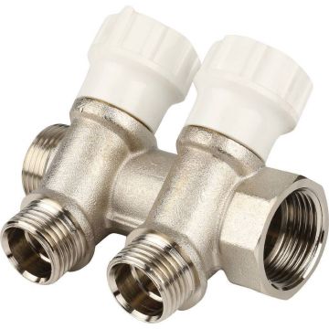 Коллектор распределительный Itap (Итап) регулируемый, никелированная латунь с 2 выходами (3/4 дюйма x 1/2 дюйма) 465/2