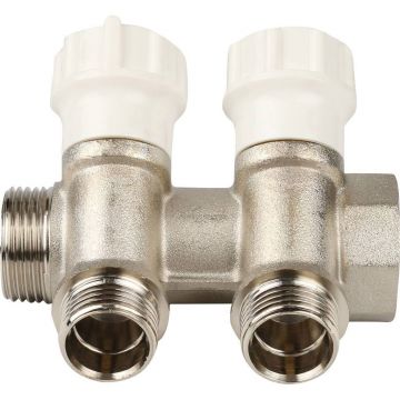 Коллектор распределительный Itap (Итап) регулируемый, никелированная латунь с 2 выходами (3/4 дюйма x 1/2 дюйма) 465/2