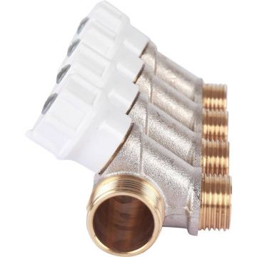 Коллектор распределительный Itap (Итап) регулируемый, никелированная латунь с 4 выходами (3/4 дюйма x 1/2 дюйма) 465/4