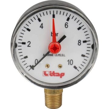 Манометр Itap (Итап) боковое подключение 10 бар 1/4 дюйма 482