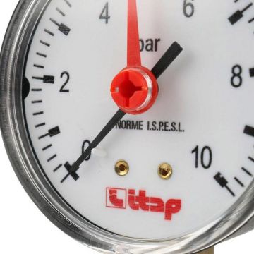 Манометр Itap (Итап) боковое подключение 10 бар 1/4 дюйма 482
