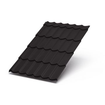 Металлочерепица Россия Монтеррей, 1180х1100х0,35 мм односторонняя, покрытие полиэстер 25 мкм RAL-8019 Серо-коричневая (м2)